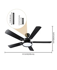 DELight 52" Ceiling Fan with Light Remote Control Led Chandelier Lamp 6 Speed Reversible