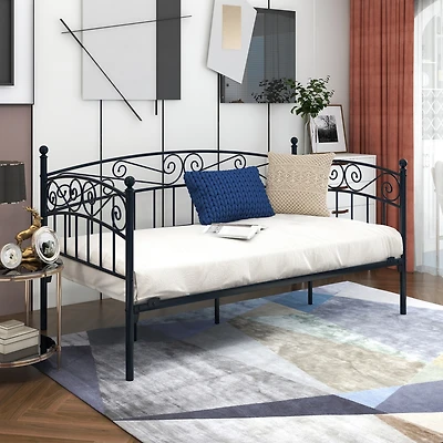 Streamdale Multifunctional Metal Daybed with Headboard (Twin, Black)