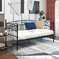 Streamdale Multifunctional Metal Daybed with Headboard (Twin, Black)