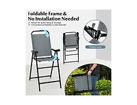 Slickblue Patio Folding Bar Stool Set of 4 with Metal Frame and Footrest