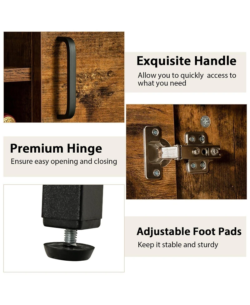 Sugift Industrial Kitchen Buffet Sideboard with Wine Rack and 2 Doors