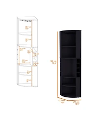 Fm Furniture Clifton Corner Bar Cabinet, with 5 shelves, Cup Hanger and Eight Built-in Wine Rack