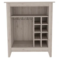 Fm Furniture Future Bar Cabinet, Six Built-in Wine Rack, One Open Drawer, One Open Shelf