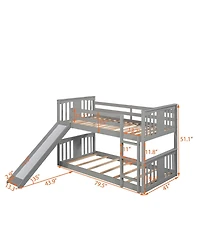 Twin Over Bunk Bed with Slide and Ladder