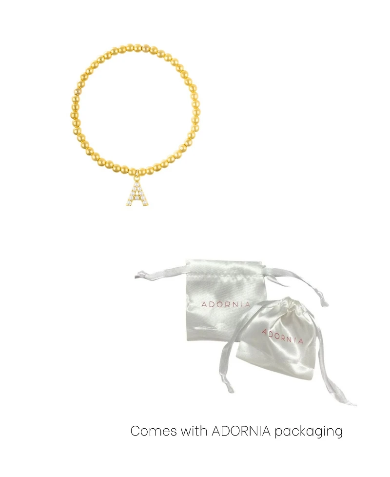 Adornia Gold Stretch Bead Imitation Pearl Letter Bracelet