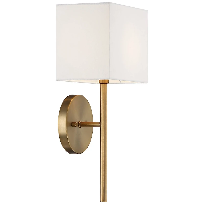 Possini Euro Design Modern Wall Sconce Lighting Warm Brass Hardwired 16 1/4" High Fixture Rectangular Linen Bedroom Home Living Room
