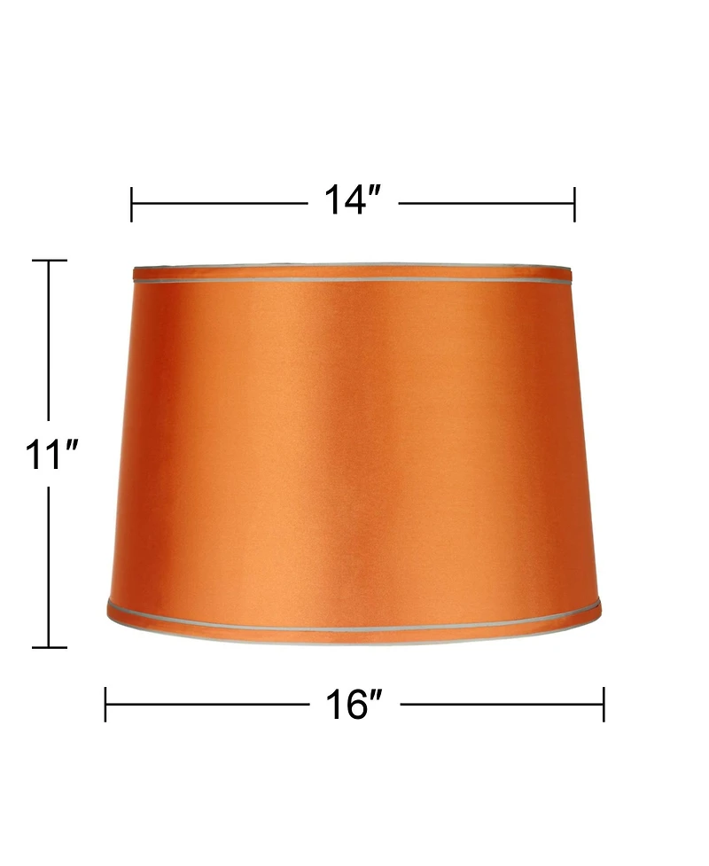 Springcrest Sydnee Satin Medium Drum Lamp Shade 14" Top x 16" Bottom x 11" Slant x 11" High (Spider) Replacement with Harp