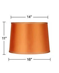 Springcrest Sydnee Satin Medium Drum Lamp Shade 14" Top x 16" Bottom x 11" Slant x 11" High (Spider) Replacement with Harp