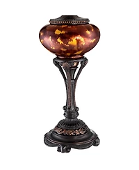 Liam Traditional Style Table Lamp 38" Tall Warm Florentine Bronze Metal Urn Tortoise Shell Glass Bell Shade Decor for Living Room Bedroom House Bedsid