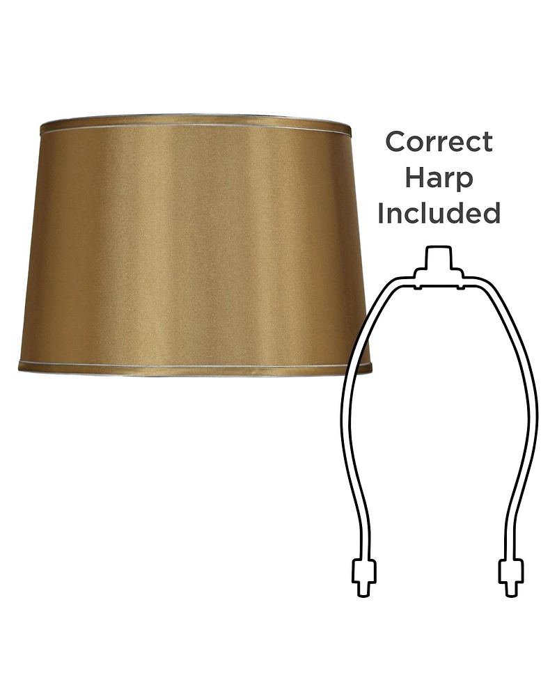 Springcrest Sydnee Gold with Silver Trim Medium Drum Lamp Shade 14" Top x 16" Bottom x 11" Slant (Spider) Replacement with Harp and Fin
