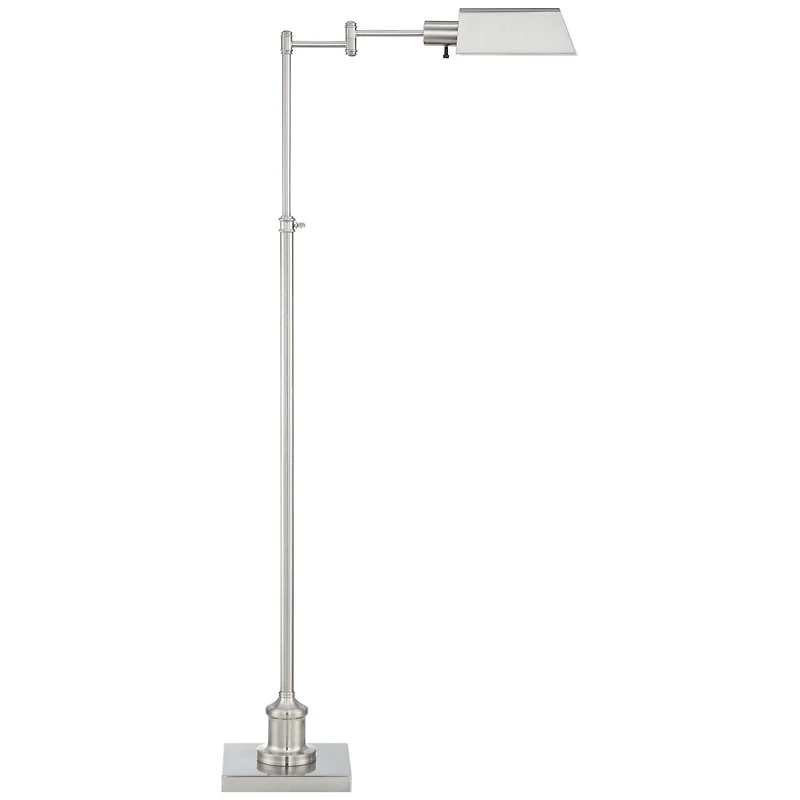 Regency Hill Jenson Traditional Pharmacy Swing Arm Floor Lamp 54" Tall Adjustable Brushed Nickel Metal Shade for Living Room Reading Bedroom