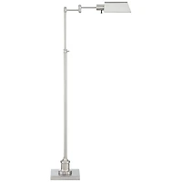 Regency Hill Jenson Traditional Pharmacy Swing Arm Floor Lamp 54" Tall Adjustable Brushed Nickel Metal Shade for Living Room Reading Bedroom