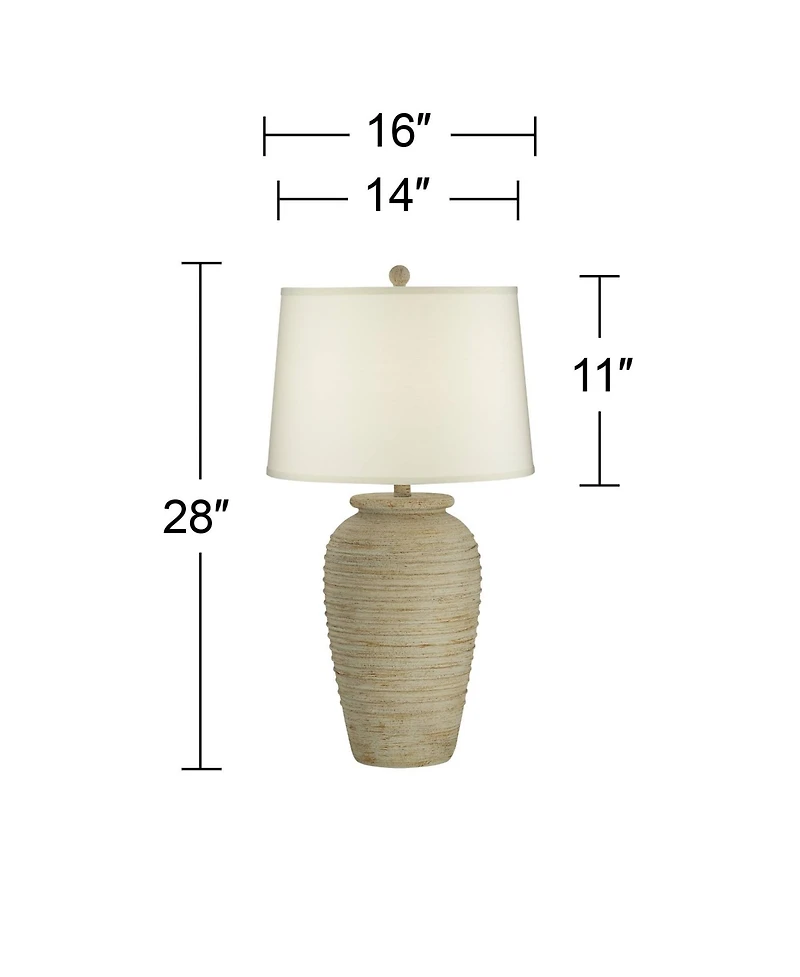 John Timberland Austin Rustic Table Lamp 28" Tall Sand Toned Cream Linen Drum Shade for Bedroom Living Room Bedside Nightstand Office Kids Family