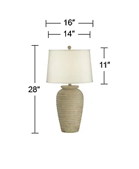 John Timberland Austin Rustic Table Lamp 28" Tall Sand Toned Cream Linen Drum Shade for Bedroom Living Room Bedside Nightstand Office Kids Family