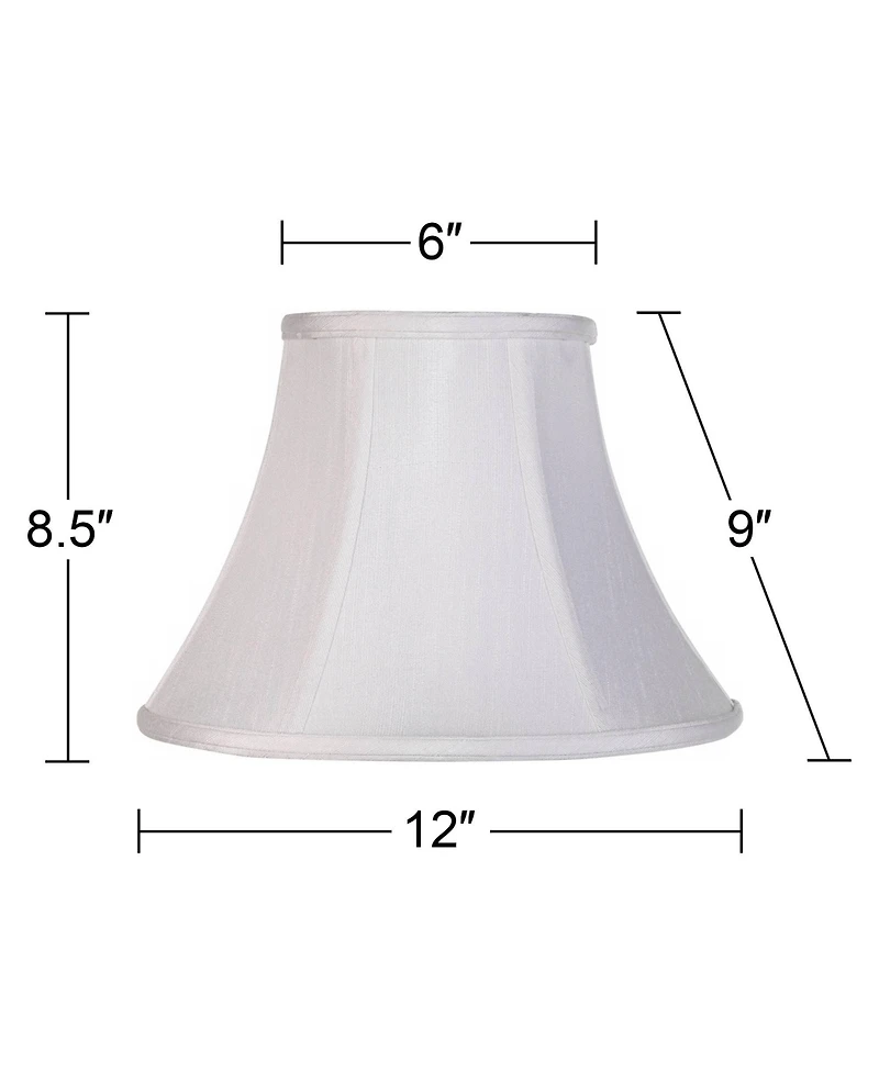 Imperial Shade White Small Bell Lamp Shade 6" Top x 12" Bottom x 9" Slant x 8.5" High (Spider) Replacement with Harp and Finial