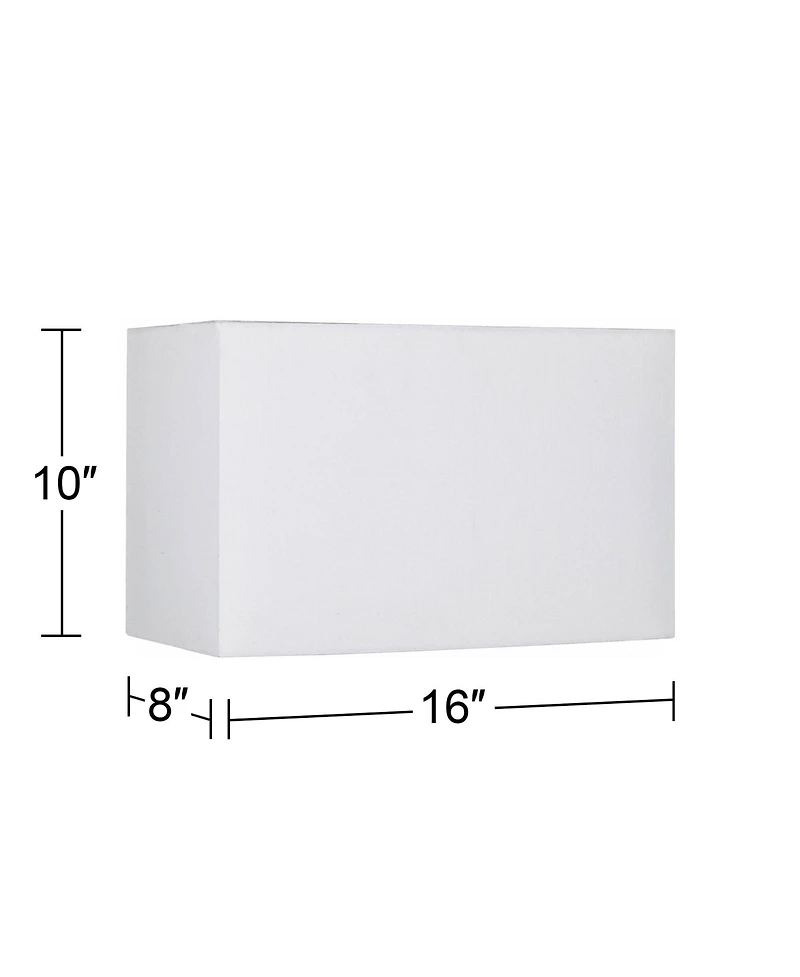 Springcrest White Medium Rectangular Hardback Lamp Shade 16" Wide x 8" Deep x 10" High (Spider) Replacement with Harp and Finial