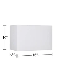 Springcrest White Medium Rectangular Hardback Lamp Shade 16" Wide x 8" Deep x 10" High (Spider) Replacement with Harp and Finial