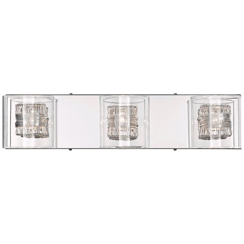 Possini Euro Design Wrapped Wire Modern Wall Light Chrome 22" Fixture Clear Glass Cylinder Shade for Bedroom Bathroom Vanity Reading Living Room