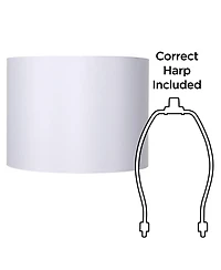 Springcrest White Hardback Medium Drum Lamp Shade 16" Top x 16" Bottom x 12" High (Spider) Replacement with Harp and Finial