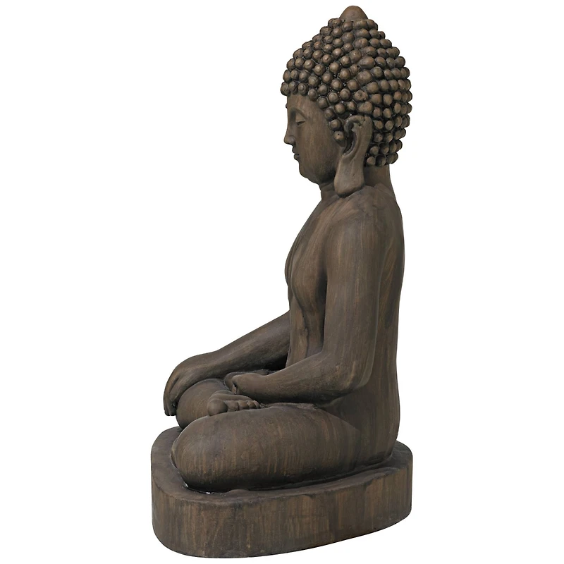 John Timberland Sitting Buddha Statue Sculpture Zen Asian Decor Outdoor Garden Yard Dark Sandstone Faux Stone Finish 29 1/2" High