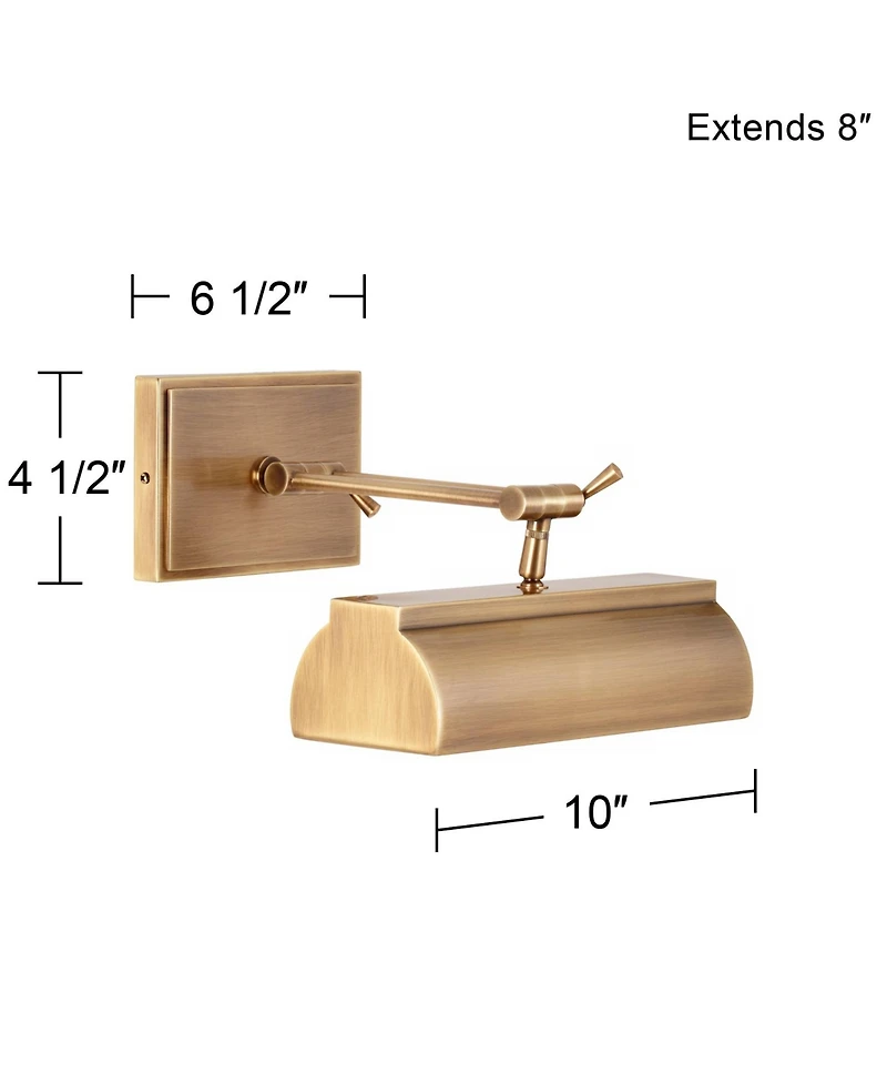 Possini Euro Design Upton 10" High 0 Picture Wall Lamp Light Fixture Mount Living Room Indoor Plug-In Cord Gold Antique Brass