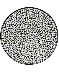 Zaltana Modern Black Metal Round Outdoor Accent Side Table 14" Wide Free-Form Mosaic Tile Tabletop Gracefully Curved Legs for Spaces Porch Patio Home