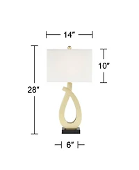 360 Lighting Simone Modern Table Lamps 28" Tall Set of 2 Sculptural Gold Metal Usb Charging Port White Rectangular Shade Bedroom Living Room