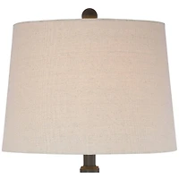 Franklin Iron Works Annie Modern Industrial Table Lamps 28" Tall Set of 2 Bronze Iron Cream Tapered Drum Shade for Bedroom Living Room Nightstand
