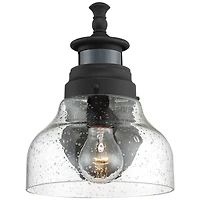 Nobel Modern Outdoor Wall Light Fixture Black Steel 10" Clear Seedy Glass Motion Sensor Dusk to Dawn for Exterior House Porch Patio Outside Deck Garag
