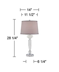 Vienna Full Spectrum Olivia 28 1/4" Tall Traditional Glam End Table Lamp Clear Crystal Single Gray Shade Living Room Bedroom