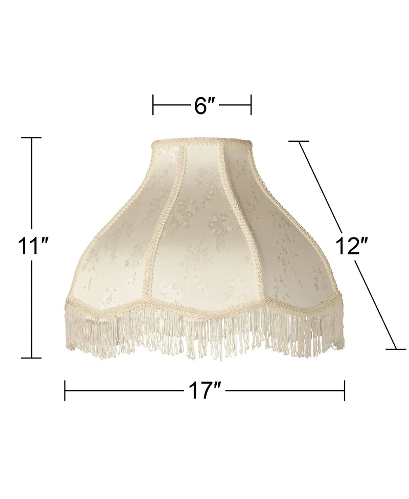 Springcrest Set of 2 Scallop Dome Lamp Shades Cream Large 6" Top x 17" Bottom x 11" High Spider Replacement Harp and Finial Fitting