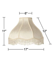 Springcrest Set of 2 Scallop Dome Lamp Shades Cream Large 6" Top x 17" Bottom x 11" High Spider Replacement Harp and Finial Fitting