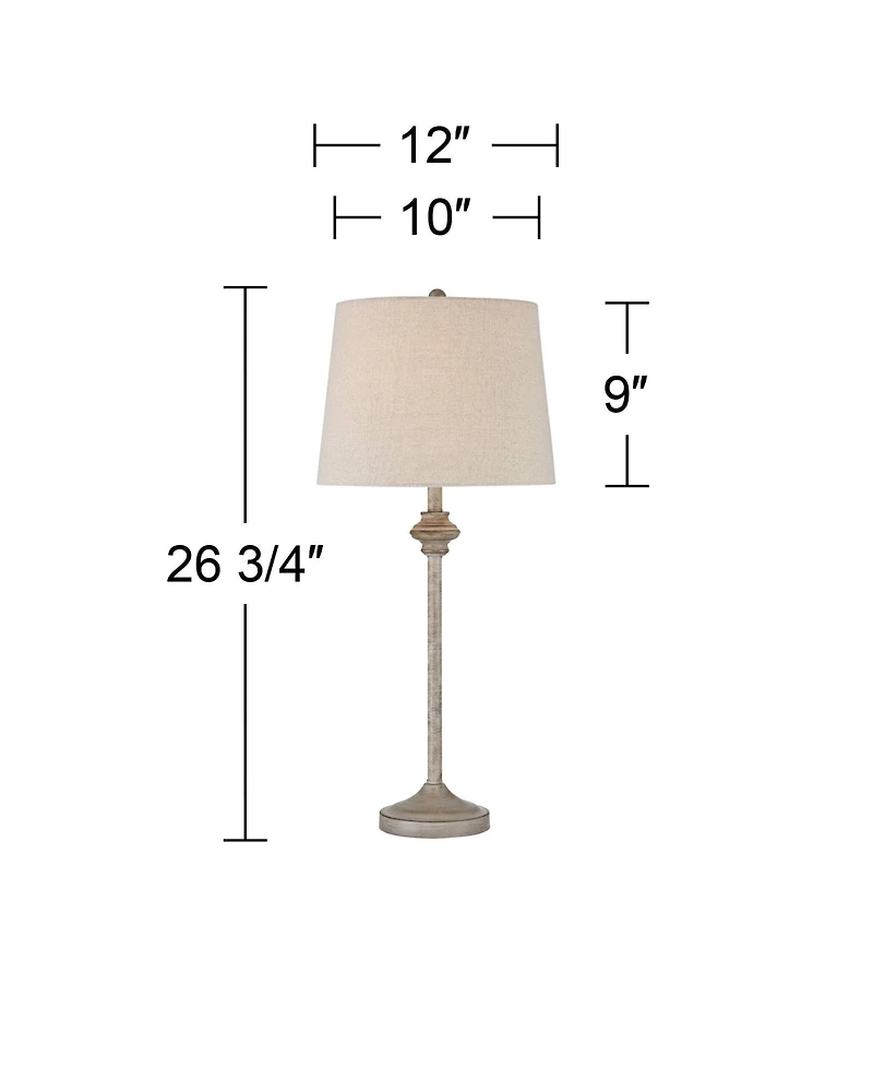 360 Lighting Lynn Country Cottage Buffet Table Lamps 26 3/4" High Set of 2 Beige Wood Oatmeal Drum Shade for Bedroom Living Room Bedside Nightsta