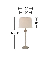360 Lighting Lynn Country Cottage Buffet Table Lamps 26 3/4" High Set of 2 Beige Wood Oatmeal Drum Shade for Bedroom Living Room Bedside Nightsta