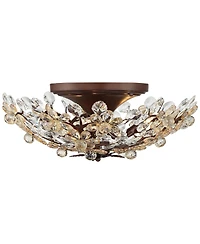Vienna Full Spectrum Blooms Vintage Ceiling Light Semi Flush Mount Fixture 21" Wide Weathered Brown 5-Light for Bedroom Kitchen Living Room Hallw
