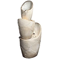 Three Urn 30" High Large Coastal Modern Indoor Outdoor Decor Faux Stone Floor Fountain with Light Led Cascading