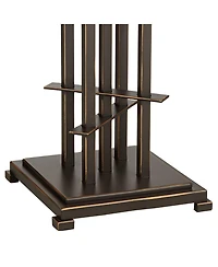 Franklin Iron Works Metro Mission Accent Table Lamp 23 1/2" High Bronze Cone Alabaster Art Glass Shade for Bedroom Living Room Bedside Nightstand