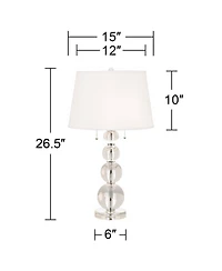 Vienna Full Spectrum Modern Table Lamp 26 1/2" High Stacked Clear Crystal Spheres Glass White Drum Shade for Bedroom Living Room House Home Night