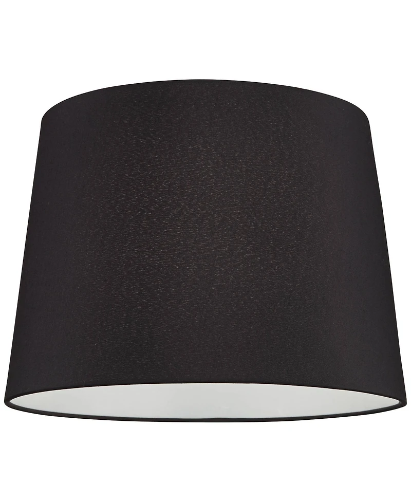 Springcrest Set of 2 Black Faux Silk Medium Drum Lamp Shades 11" Top x 13" Bottom x 9.5" Slant x 9.5" High (Spider)
