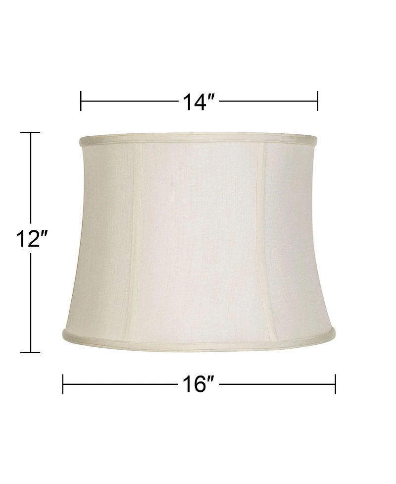 Imperial Shade Creme Classic Medium Drum Lamp Shade 14" Top x 16" Bottom x 12" High (Spider) Replacement with Harp and Finial