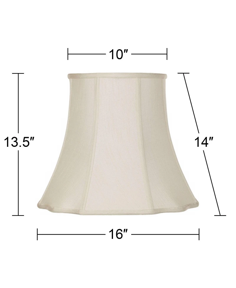 Imperial Shade Creme Medium Bell Cut Corner Lamp Shade 10" Top x 16" Bottom x 14" Slant x 13.5" High (Spider) Replacement with Har