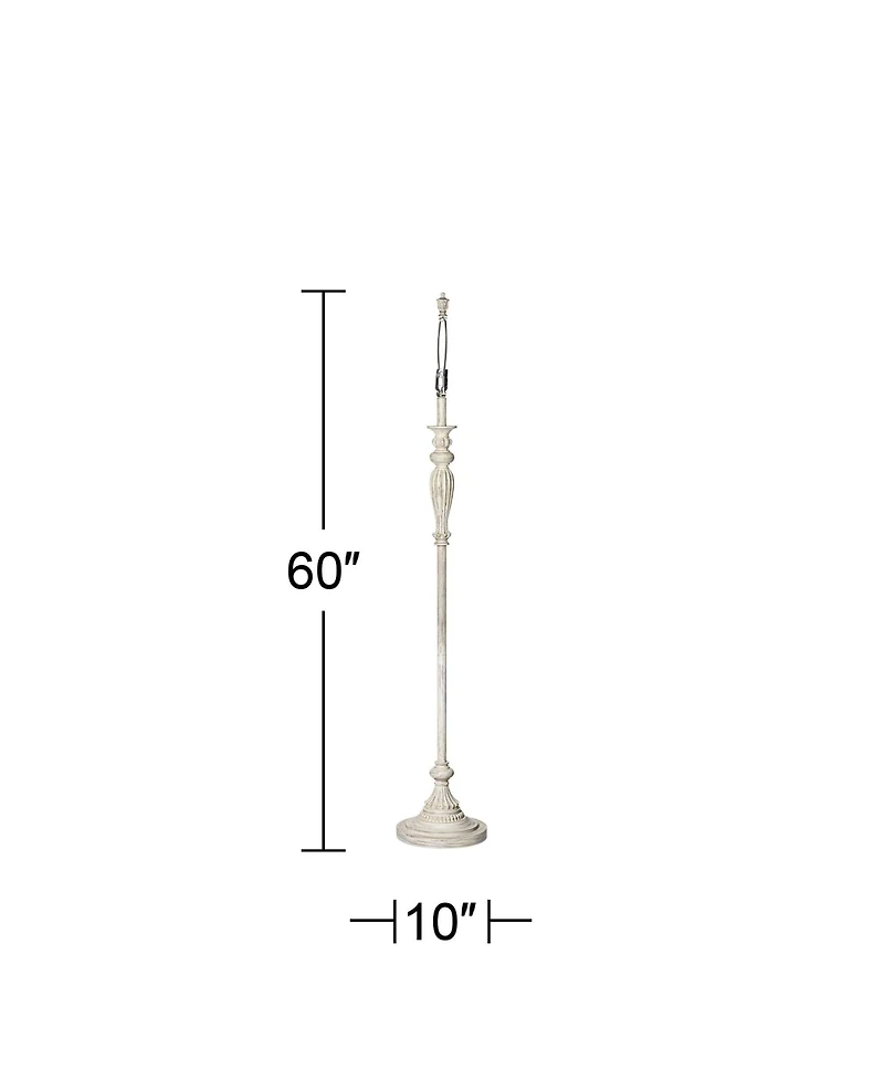 Traditional Vintage like Shabby Chic Floor Lamp Standing Base 60" Tall Antique White Washed Decor for Living Room Reading House Bedroom Family Ho