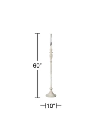 Traditional Vintage like Shabby Chic Floor Lamp Standing Base 60" Tall Antique White Washed Decor for Living Room Reading House Bedroom Family Ho