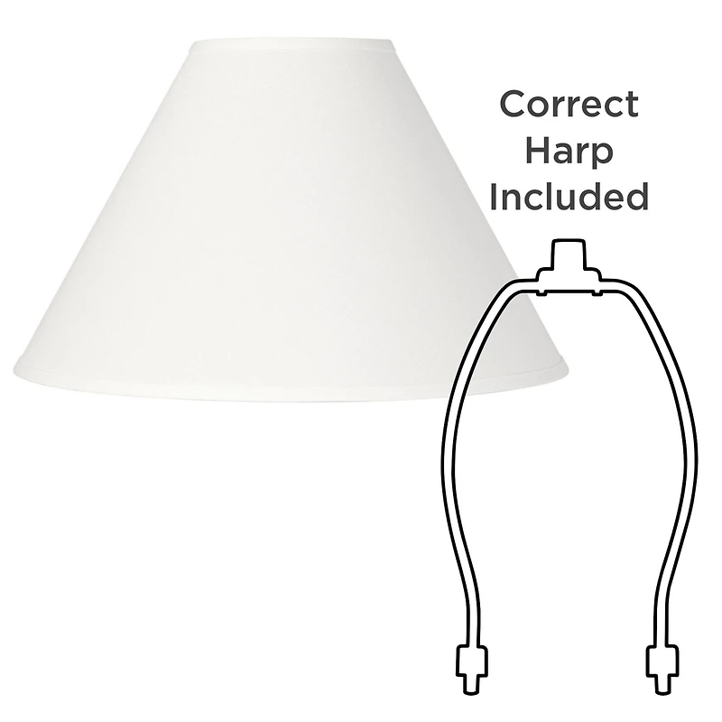 Springcrest Collection 6" Top x 17" Bottom x 10" High x 11.5" Slant Lamp Shade Replacement White Chimney Linen Spider Harp Finial