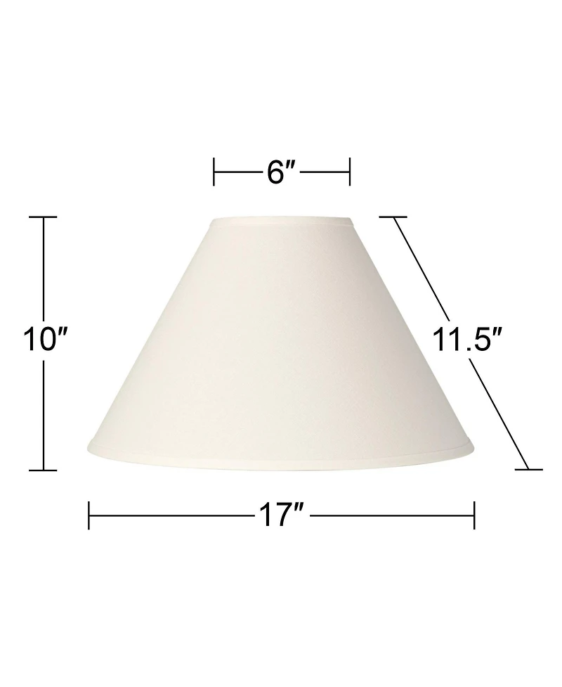 Springcrest Collection 6" Top x 17" Bottom x 10" High x 11.5" Slant Lamp Shade Replacement White Chimney Linen Spider Harp Finial