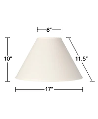 Springcrest Collection 6" Top x 17" Bottom x 10" High x 11.5" Slant Lamp Shade Replacement White Chimney Linen Spider Harp Finial