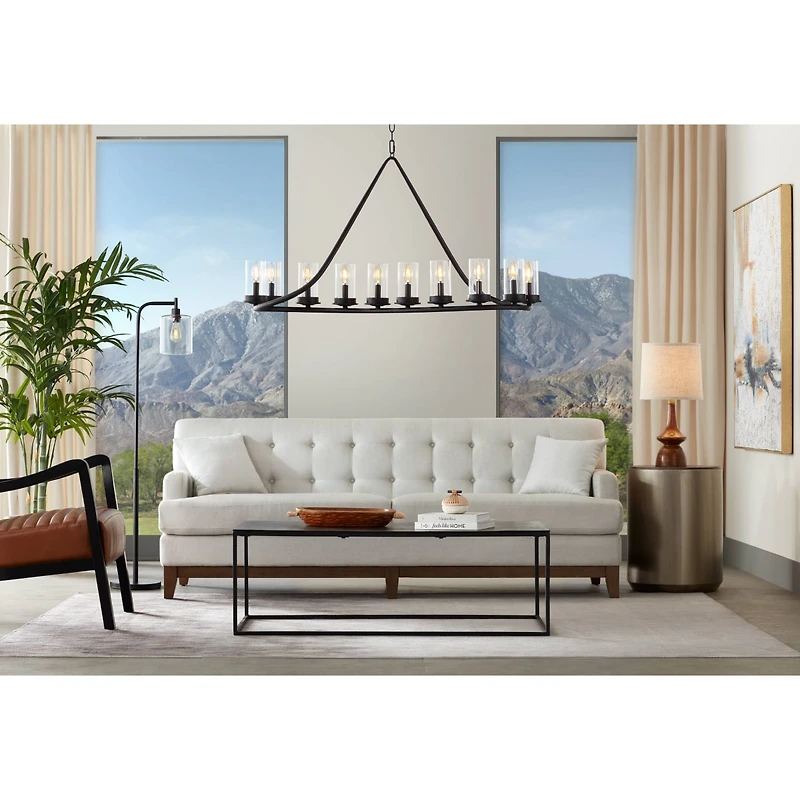 360 Lighting Mid Century Modern Table Lamp 24" High Walnut Faux Wood Brown Off White Linen Drum Shade for Bedroom Living Room House Bedside Offic