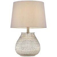 360 Lighting Cottage Accent Table Lamp 19 1/2" High Mercury Glass Teardrop Gray Drum Shade for Bedroom Bedside Nightstand Office
