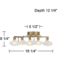 Possini Euro Design Modern Ceiling Light Semi Flush Mount Fixture 19 1/4" Wide Soft Gold 6-Light Opal Glass Shade Bedroom Kitchen