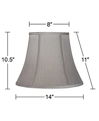 Springcrest Pewter Gray Medium Bell Lamp Shade 8" Top x 14" Bottom x 11" Slant x 10.5" High (Spider) Replacement with Harp and Fin